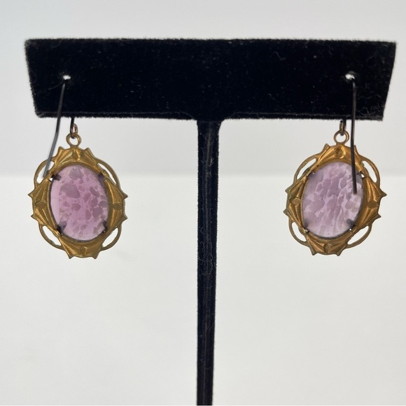 Purple Glass Dangle Earrings - Picture 10 of 10